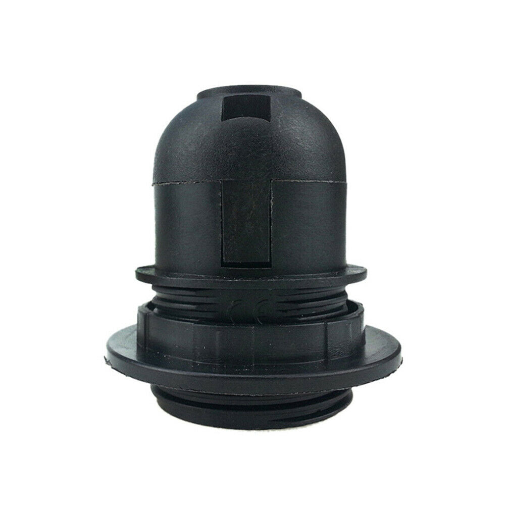 Edison E27 Black Lamp Pendant Bulb Holder with Shade Ring & Cord Grip - Vintagelite