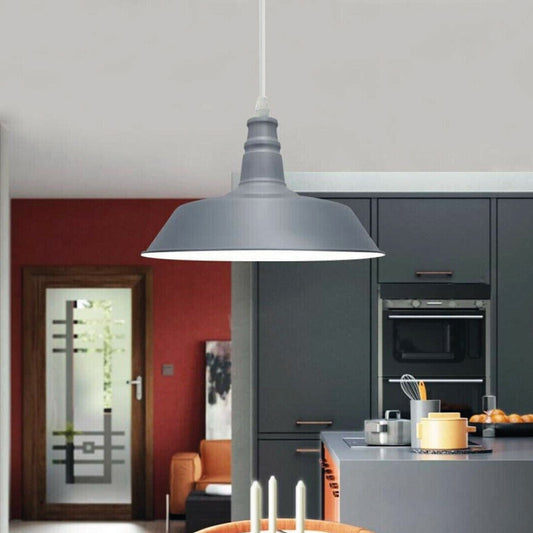 Modern Adjustable Hanging Bowl Grey Pendant Lamp E27 Holder-Application image
