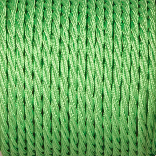 Light Green Twisted Vintage fabric Cable Flex0.75mm 3 Core - Vintagelite