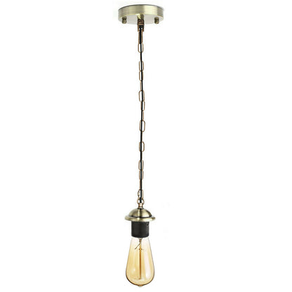 Vintage Ceiling Rose Chain E27 Pendant Green Brass Lamp Holder