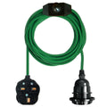 Green Color Dimmer Switch 4m Fabric Flex Cable Plug In Pendant Lamp E27 Holder - Vintagelite