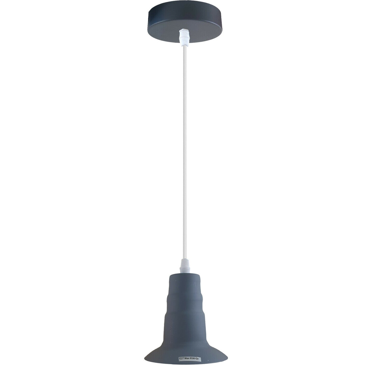 Grey Industrial Ceiling E27 Base Fitting Lamp Holder Pendant