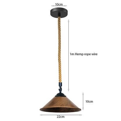 Industrial Hemp Rope Cone Shade Pendant Hanging Lightings-Size Image