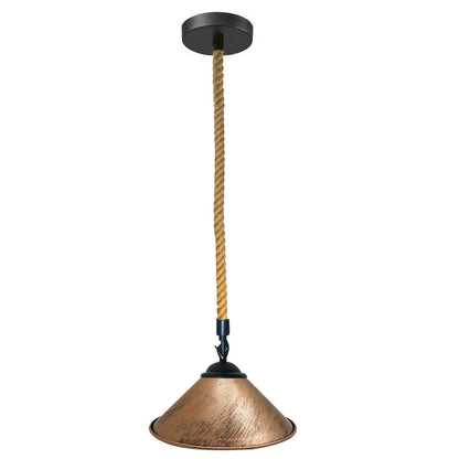Brushed Copper Industrial Hemp Rope Cone Shade Lighting Pendants