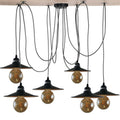Retro-style 5-way spider pendant light with metal cone shades