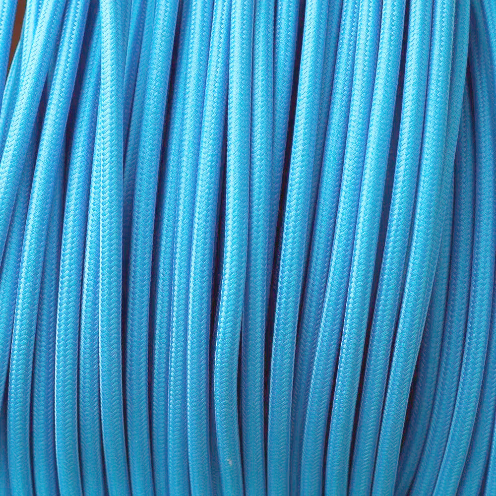 Vintage Light Blue Fabric 2 Core Round Italian Braided Cable 0.75mm - Vintagelite