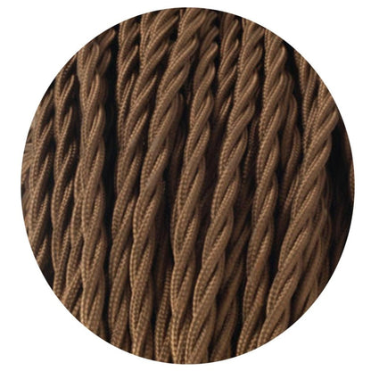 Vintage Light Brown Twisted Vintage fabric Cable Flex 0.75mm 3 Core - Vintagelite
