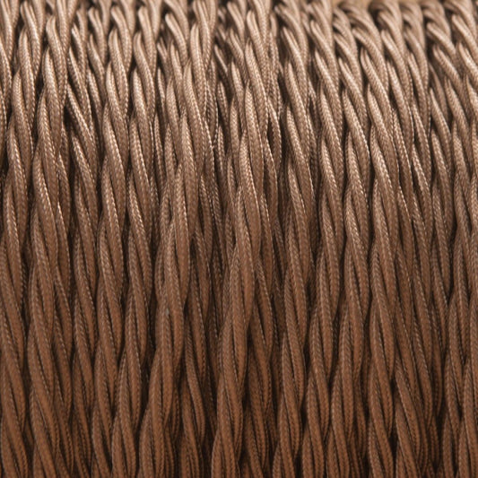 Light BrownTwisted Vintage fabric Cable Flex0.75mm 2 Core - Vintagelite