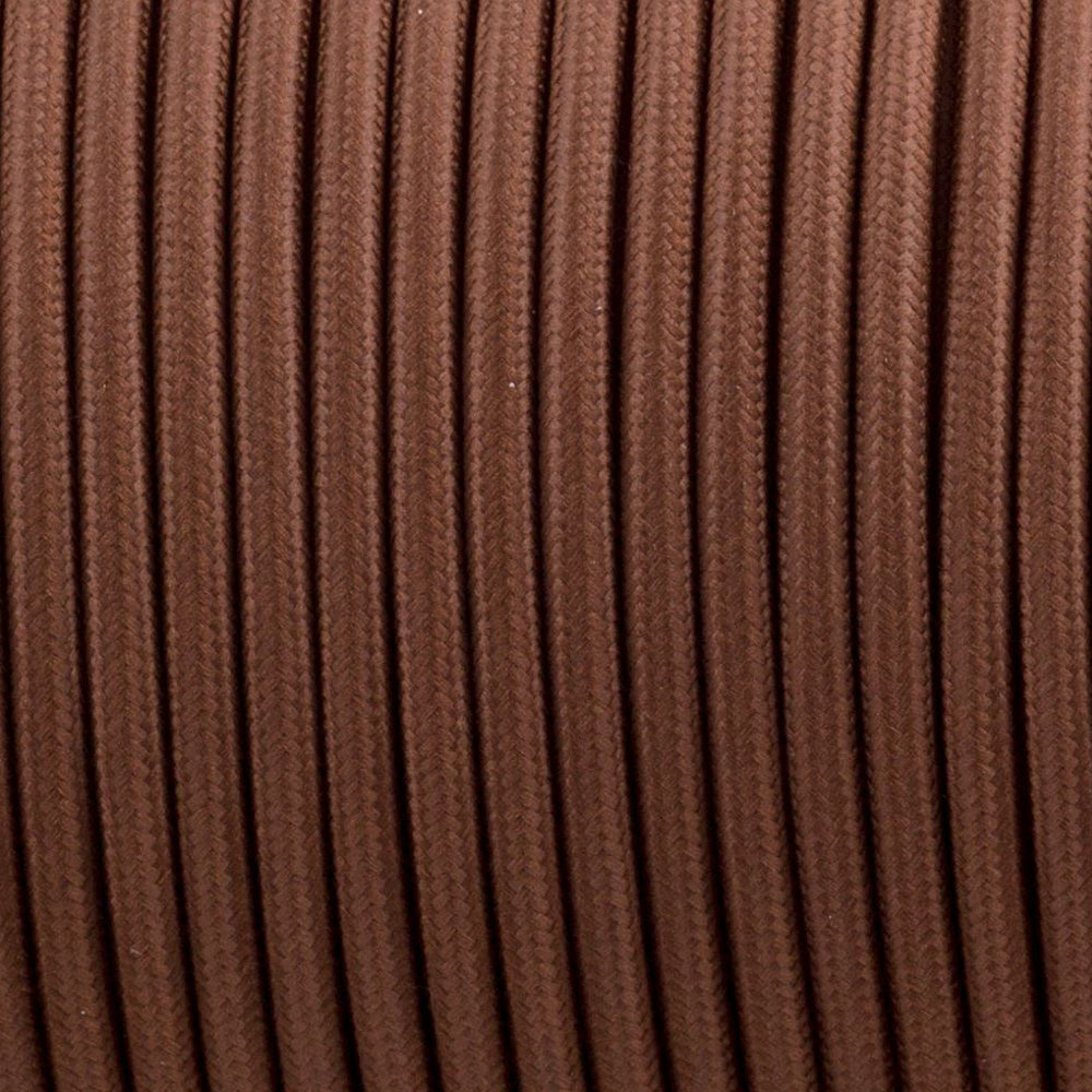Vintage Brown Fabric 3 Core Round Italian Braided Cable 0.75mm - Vintagelite