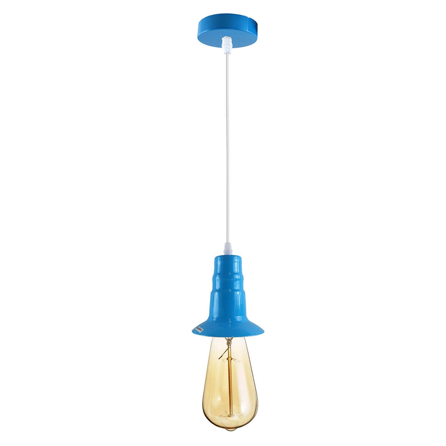 Blue Industrial Ceiling E27 Base Fitting Lamp Holder Pendant