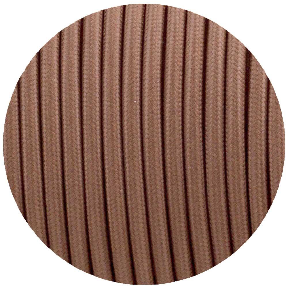 Vintage Light Brown Fabric 3 Core Round Italian Braided Cable 0.75mm - Vintagelite