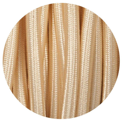 Vintage Light Gold Fabric 3 Core Round Italian Braided Cable 0.75mm - Vintagelite