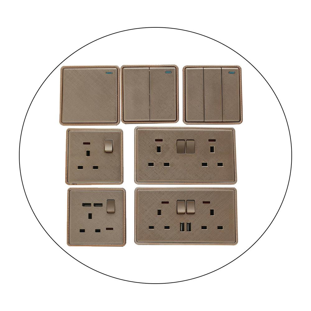 Screwless Textured Gold Light Modern Switches & Socket