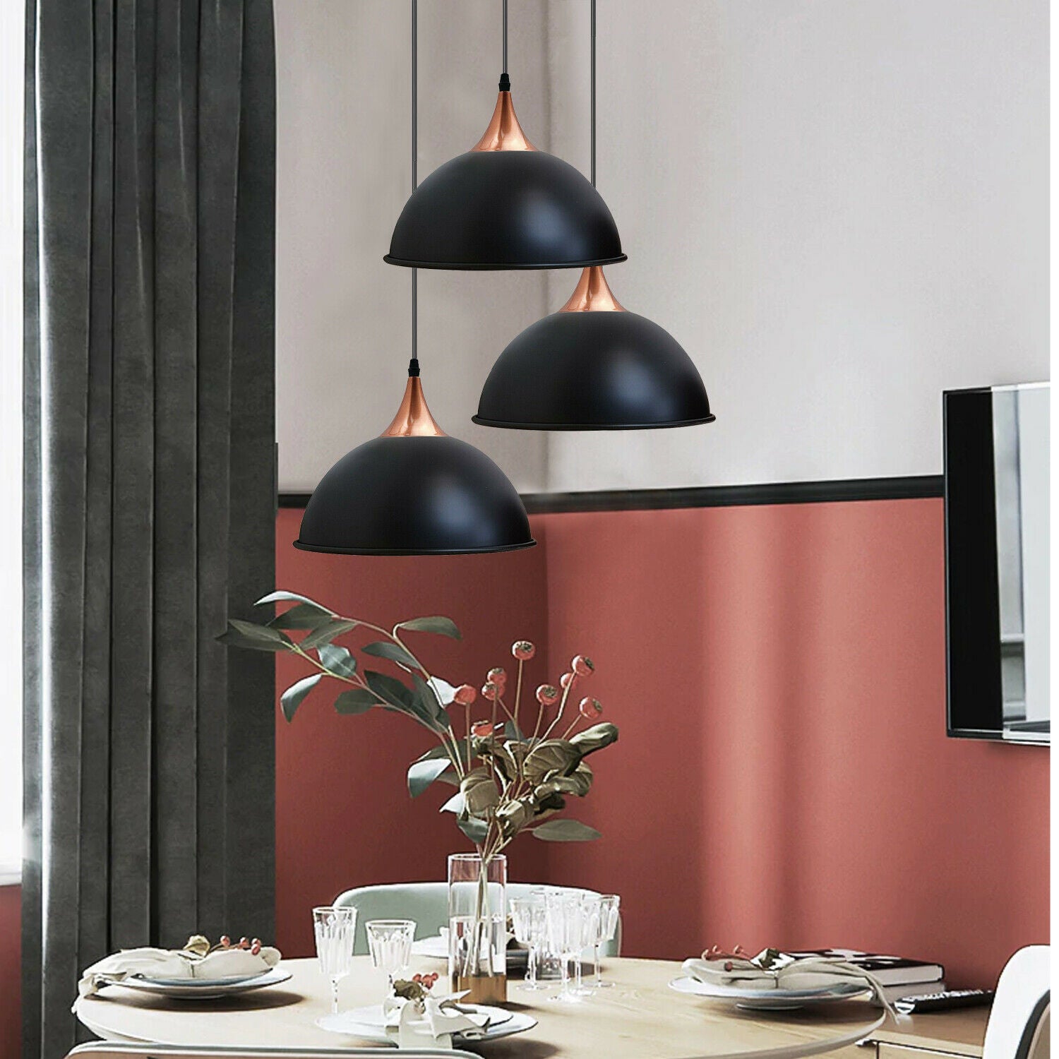 Vintage Black 3-Way Ceiling Pendant Light Stylish Lampshade-Application Image