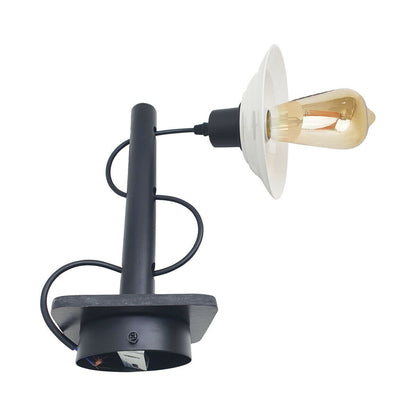 Modern Black Indoor Wall Lights-White Light Shade E27 Bulb Holder