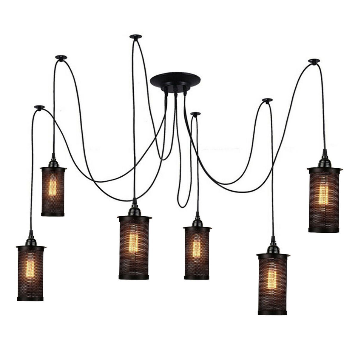 Vintage Spider Pendant | 6 Lights | Adjustable | Metal  | DIY | E27~2129 - Vintagelite