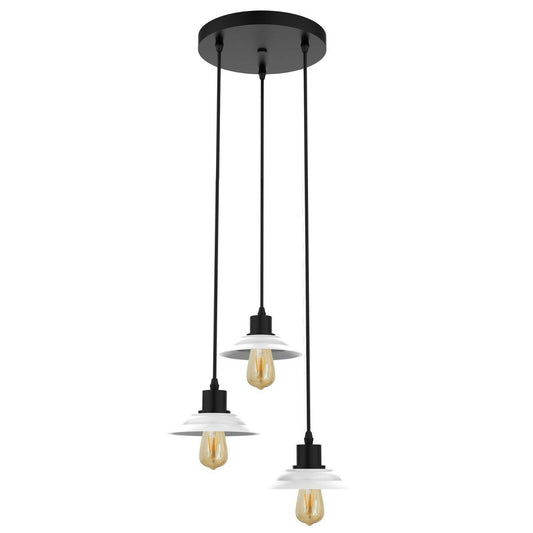 Modern Retro Ceramic Lampshade Cluster 3 Round Ceiling Pendant Light Fittings - Vintagelite