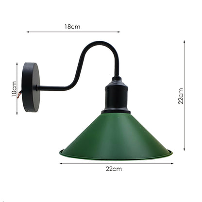 Vintage Retro Industrial Green Cone Light Shades Swan Neck Wall light-size image