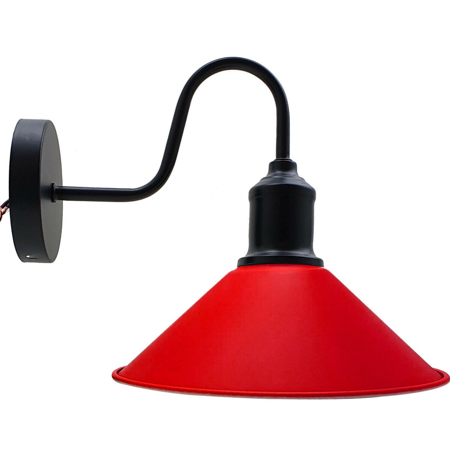 Vintage Retro Industrial Red Cone Light Shades Swan Neck Wall light