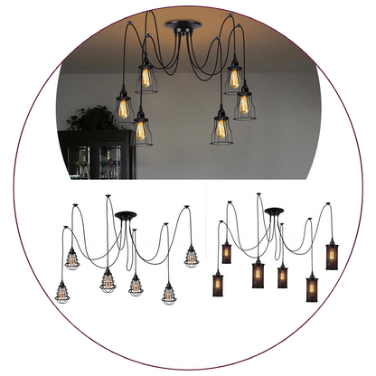 E27 6 Lights Retro Vintage Chandelier Ceiling Spider Light Industrial Pendant DIY Lamp~2129