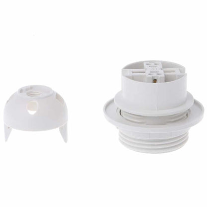 Edison E27 White Lamp Pendant Bulb Holder With Shade Ring & Cord Grip - Vintagelite