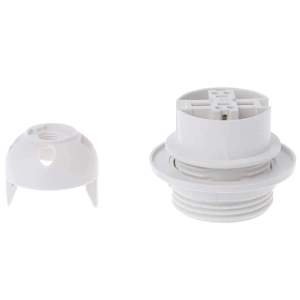 5 pack Edison E27 White Bakelite Lamp Pendant Bulb Holder with Shade Ring & Cord Grip - Vintagelite