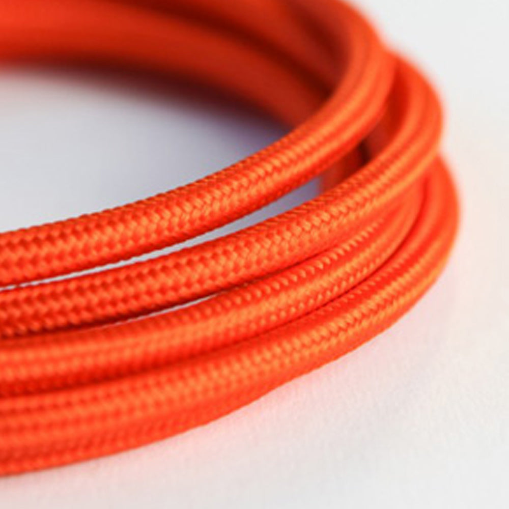 Vintage Orange Fabric 2 Core Round Italian Braided Cable 0.75mm - Vintagelite
