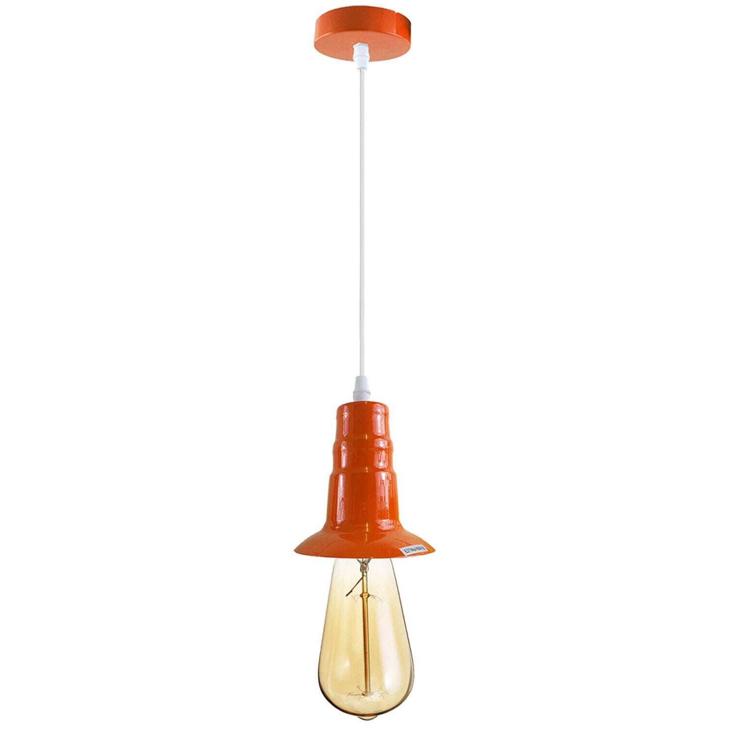 Orange Industrial Ceiling E27 Base Fitting Lamp Holder Pendant