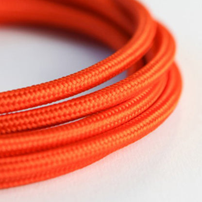 Vintage Orange Fabric 3 Core Round Italian Braided Cable 0.75mm - Vintagelite
