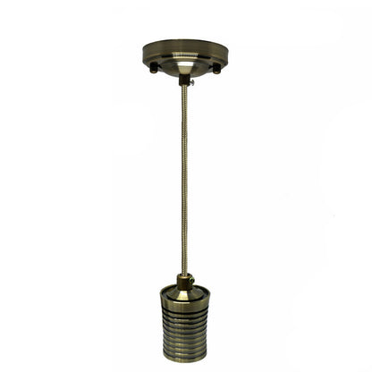 Green Brass E27 Screw Ceiling Rose Light Fabric Flex Pendant Lamp Holder - Vintagelite