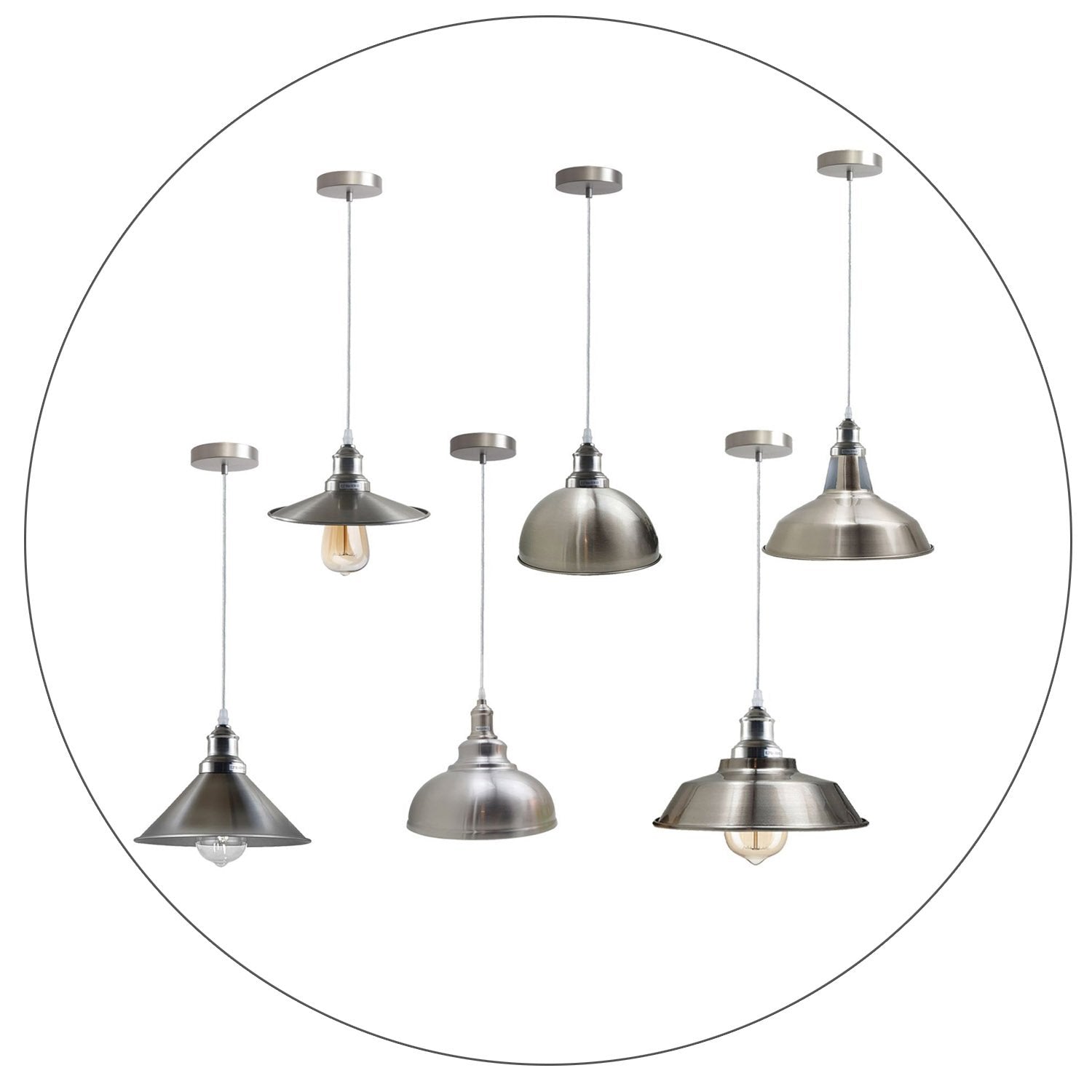 Vintage 3 Way Cluster Stain Nickel Ceiling Dome Pendant Light