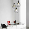 Pendant Light with 3 Heads and Wire Cage