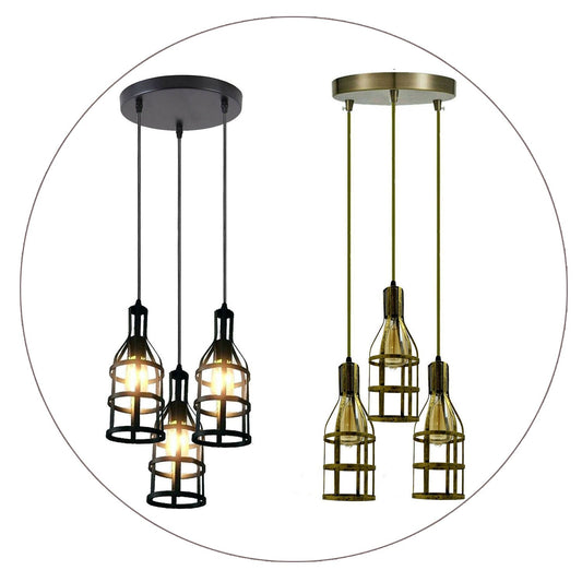 3-Heads Ceiling Pendant Cluster Light Fitting Lights E27 Socket Hanging Chandelier Light Industrial Ceiling Lamp~2097