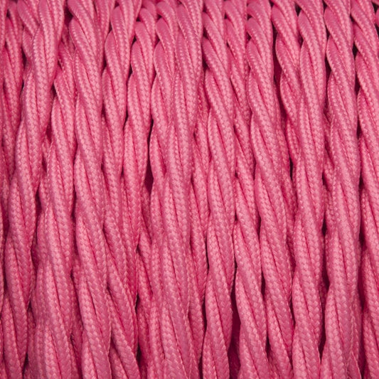 Rose Pink Twisted Vintage fabric Cable Flex0.75mm 3 Core - Vintagelite