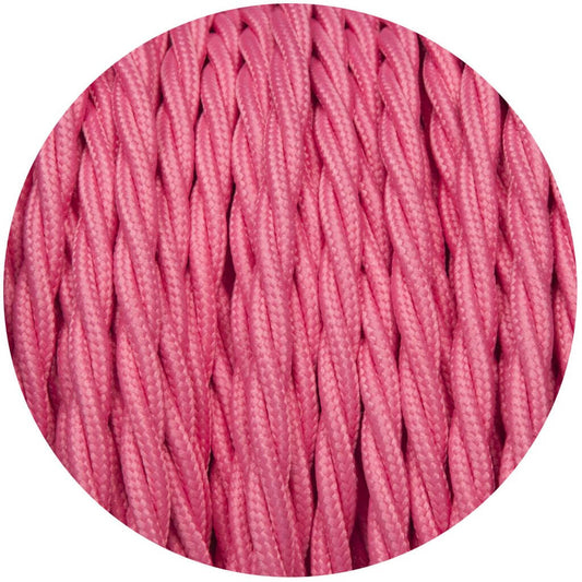 Rose Pink Twisted Vintage fabric Cable Flex0.75mm 2 Core - Vintagelite