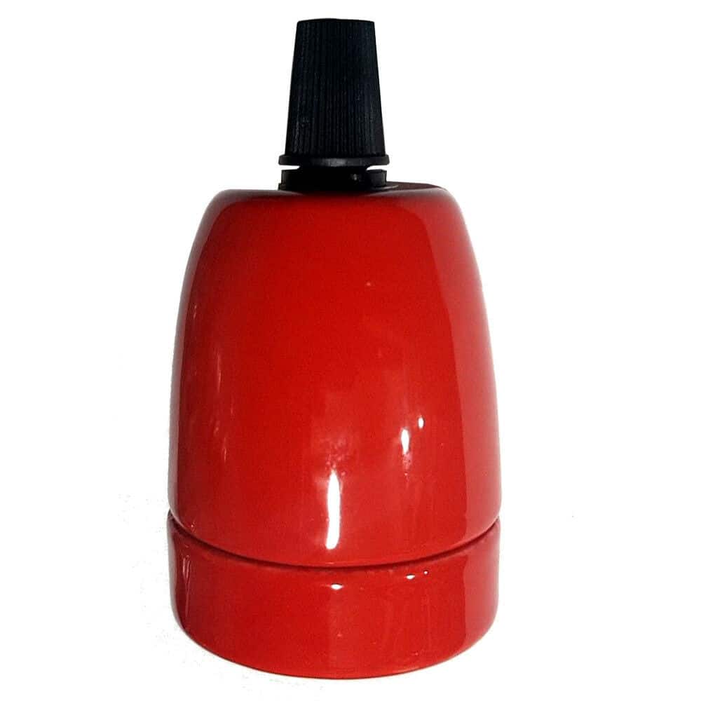Vintage E27 Red Bulb Holder Industrial Retro Edison Porcelain Lamp Light Fitting - Vintagelite