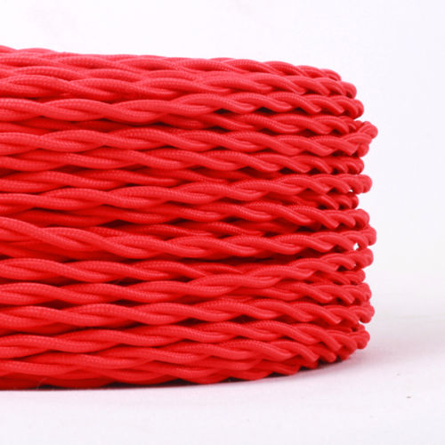 3 Core Twisted Red Vintage Electric fabric Cable Flex 0.75mm - Vintagelite