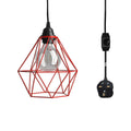 Red Cage With 4m Black Dimmer Switch Plug In Pendant Light~1868 - LEDSone UK Ltd