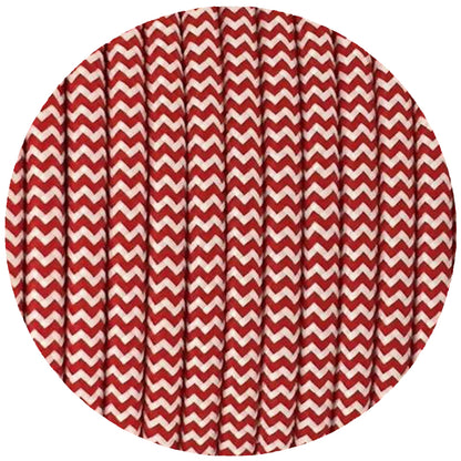 Vintage Red And White Fabric 2 Core Round Italian Braided Cable 0.75mm - Vintagelite
