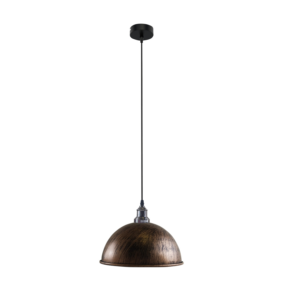  Brushed Copper Industrial Metal Dome Shade Pendant Light