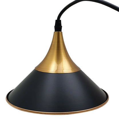 Metal Hanging Lamp Vintage Pendant Light Lamp Shade Cone Shape Black - Vintagelite