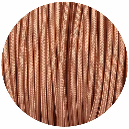 Vintage Rose Gold Fabric 3 Core Round Italian Braided Cable 0.75mm - Vintagelite