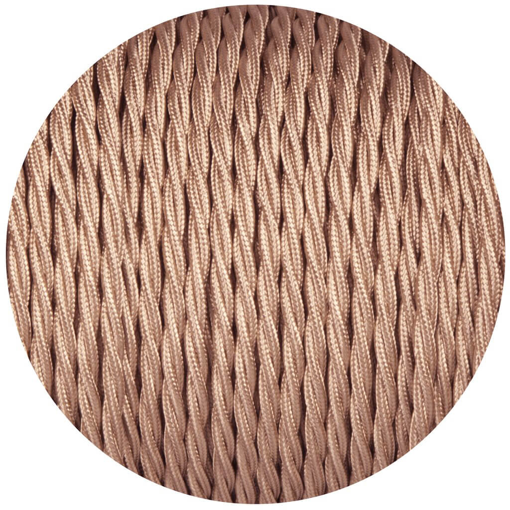 Rose Gold Twisted Vintage fabric Cable Flex0.75mm 3 Core - Vintagelite