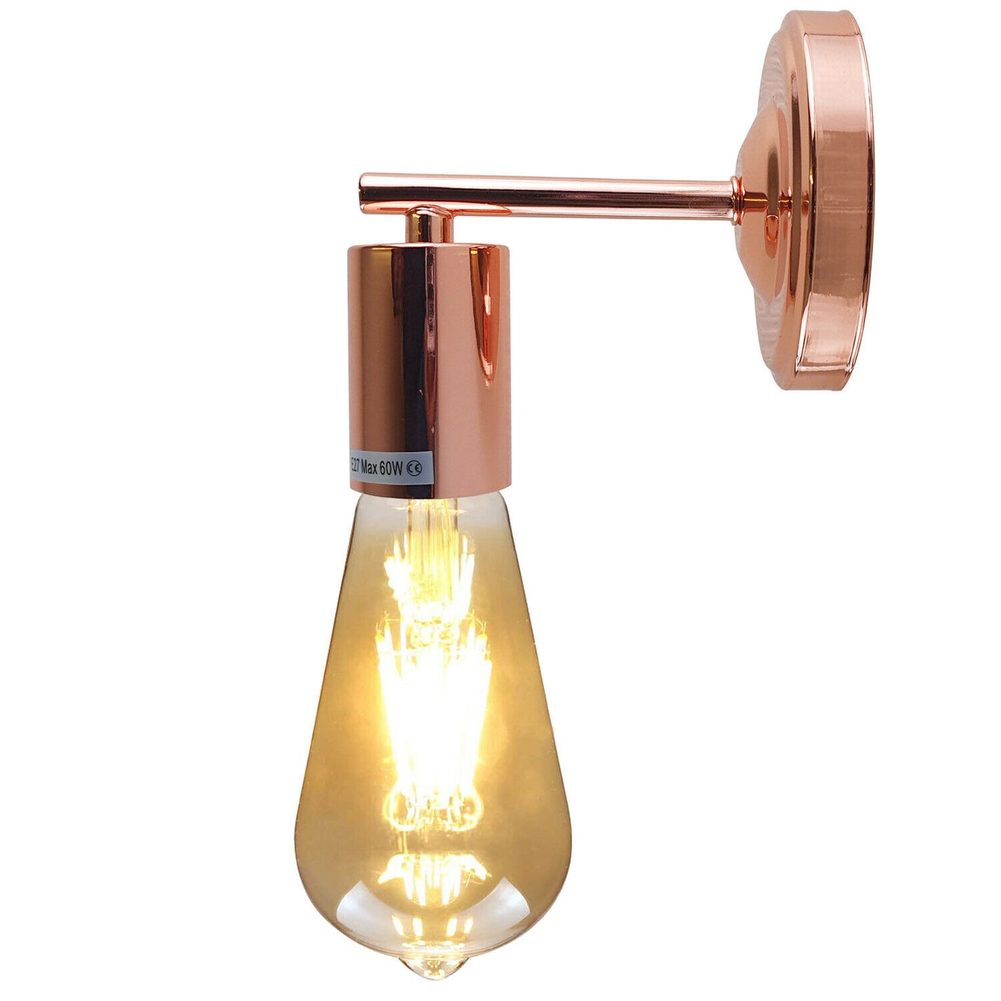 Vintage Charm-Rose Gold Retro Metal Wall Sconce with E27 Lamp Holder 