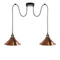 2-head spider pendant light with rose gold cone shades