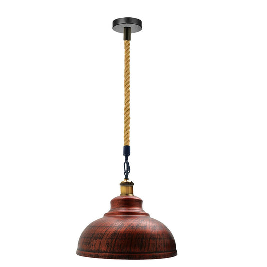 Rustic Red Retro Hemp Rope Barn Slot Pendant Hanging Lights