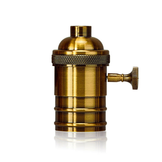 Yellow Brass E27 Screw Vintage Switch Bulb Holder Industrial Antique Retro Edison Lamp Light - Vintagelite