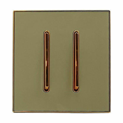 Screw less Wall Light Gold Glossy 2 Gang Switch - Vintagelite