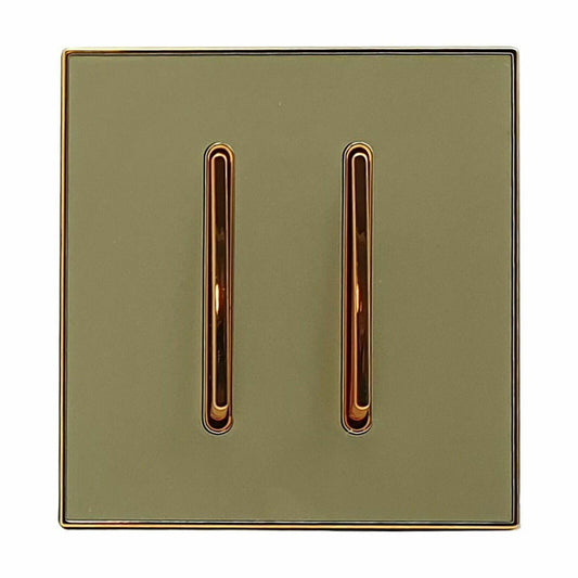 Screw less Wall Light Gold Glossy 2 Gang Switch - Vintagelite