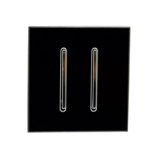 Square Glossy Black Screwless Flat plate Wall light 2 Gang switches - Vintagelite